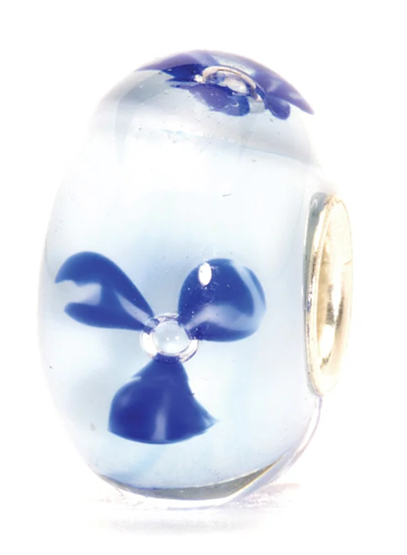 TROLLBEAD LIGHT BLUE FLOWER GLASS BEAD