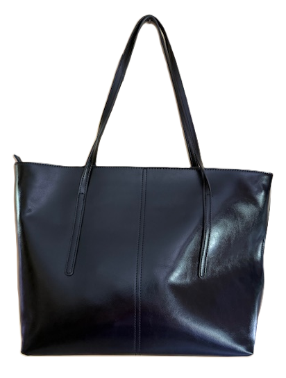 NEW YORK BLACK FAUX LEATHER TOTE 61088
