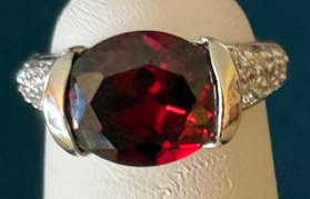 STERLING SILVER RED CZ PAVE RING