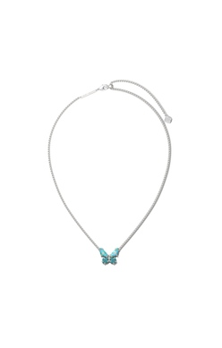 KENDRA SCOTT NECKLACE BIANCA BUTTERFLY SHORT PENDANT SILVER BRIGHT AQUA MIX