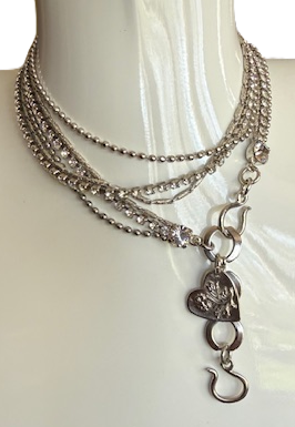 MARIANA CLEAR DAY BRACELET: 3 strand wrap bracelet with clear crystals in silver setting