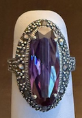 STERLING SILVER MARCASITE LAVENDER RING