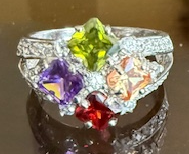 STERLING SILVER MULTI COLOR CZ RING
