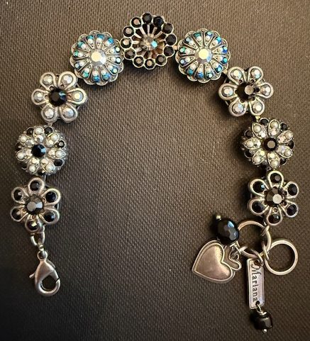 MARIANA BRACELET ROCKY ROAD: black, pearl, silver, a/b stones in silver setting