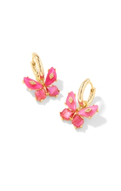KENDRA SCOTT EARRINGS BIANCA BUTTERFLY HUGGIE GOLD PINK MIX