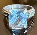 STERLING SILVER MARCASITE LIGHT BLUE RING
