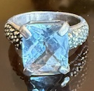 STERLING SILVER MARCASITE LIGHT BLUE RING