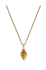 KENDRA SCOTT NECKLACE ADELINE SHORT PENDANT VINTAGE GOLD MARBLED AMBER ILLUSION