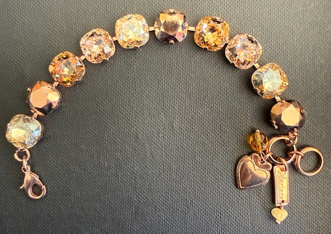MARIANA BRACELET RHAPSODE: amber, pink, gold 1/2" stones in rose gold setting