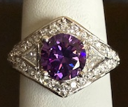 STERLING SILVER PURPLE CZ RING