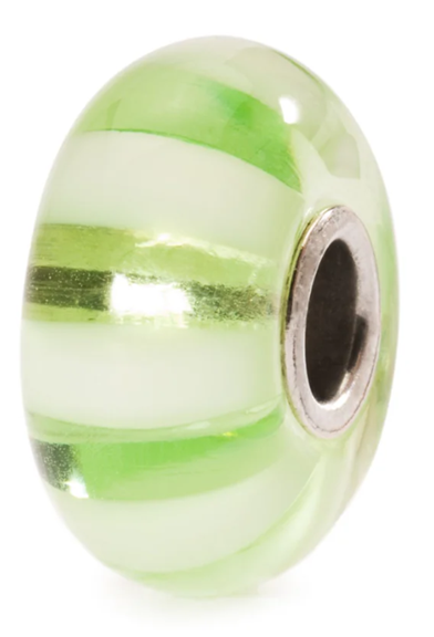 TROLLBEAD LIGHT GREEN STRIPE GLASS BEAD