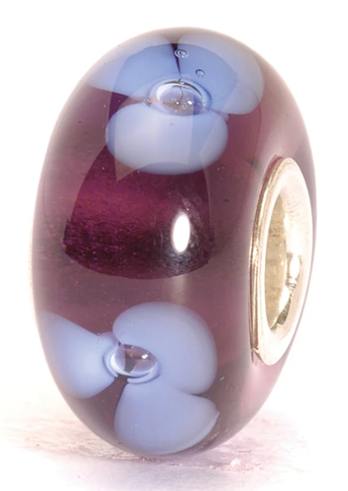 TROLLBEAD PURPLE FLOWER GLASS BEAD