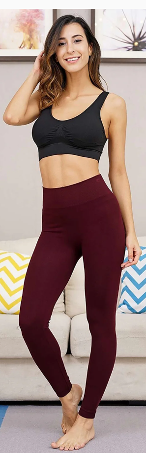 LUXURY LEGGIN BAMBOO FABRIC, WINE, ONE SIZE SM-XL