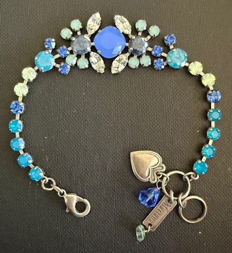 MARIANA BRACELET ZHANG: blue, pacific opal, clear teal stones in silver setting