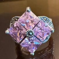 STERLING SILVER MARCASITE 4 STONE PINK RING