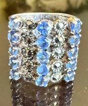 STERLING SILVER MARCASITE 15 BLUE STONE RING