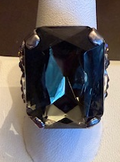 MARIANA RING: hematite color crystal in 1" silver setting, adjustable