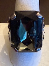 MARIANA RING: hematite color crystal in 1" silver setting, adjustable