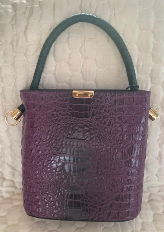 NEW YORK FAUX CROC TOTE PURPLE 60523