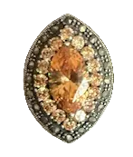 STERLING SILVER AMBER MARCASITE RING