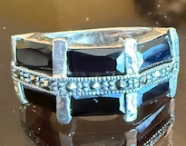 STERLING SILVER BLACK MARCASITE RING