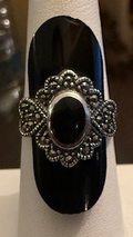 STERLING SILVER BLACK MARCASITE RING