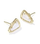 KENDRA SCOTT EARRINGS CHEER STUD GOLD WHITE MOTHER OF PEARL