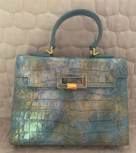 NEW YORK BLUE FAUX CROC BAG