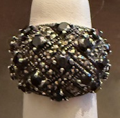 STERLING SILVER MARCASITE BLACK DOME RING SIZE 9