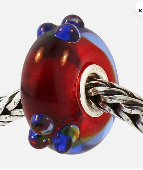 TROLLBEAD BLUE FLOWER BUD GLASS BEAD