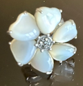 STERLING SILVER MARCASITE MOTHER OF PEARL FLOWER RING