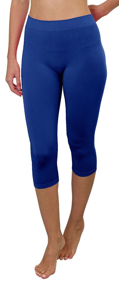 LUXURY LEGGIN BAMBOO FABRIC, CAPRI LENGTH, ROYAL BLUE, ONE SIZE SM-XL