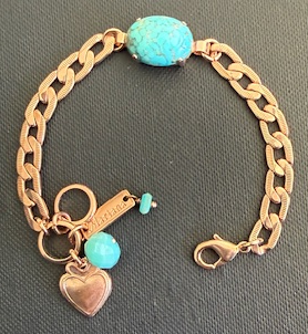 MARIANA BRACELET ADDICTED TO LOVE: blue 3/4" stone in rose gold setting