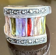 STERLING SIVER MARCASITE 6 STONE RING