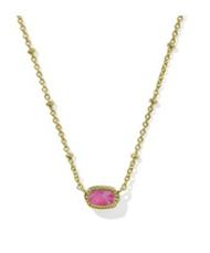 KENDRA SCOTT NECKLACE MINI ELISA SATELLITE VINTAGE GOLD DARK FUCHSIA VARIEGATED MAGNESITE