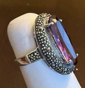 STERLING SILVER MARCASITE LAVENDER RING