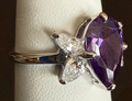 STERLING SILVER PURPLE PEAR SHAPE RING