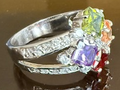 STERLING SILVER MULTI COLOR CZ RING