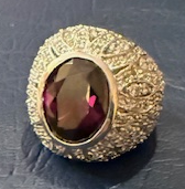 STERLING SILVER LARGE PURPLE CZ RING SIZE 7