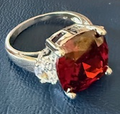 STERLING SILVER RED STONE CZ RING SIZE 9
