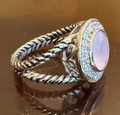 STERLING SILVER CZ PINK ROUND STONE RING