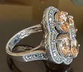 STERLING SILVER MARCASITE AMBER RING