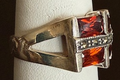 STERLING SILVER RED MARCASITE RING