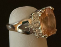 STERLING SILVER AMBER CZ RING