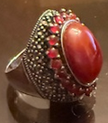 STERLING SILVER MARCASITE LARGE OVAL RING