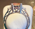 STERLING SILVER CZ AND AMBER STONE RING