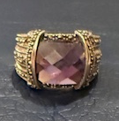 STERLING SILVER PURPLE FACETED MARCASITE RING SIZE 7