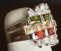 STERLING SILVER TRI-COLOR CZ RING