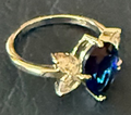 STERLING SILVER PEAR SHAPE BLUE CZ RING SIZE 7