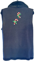 FUR TRIMMED HOLIDAY SWEATER BLACK